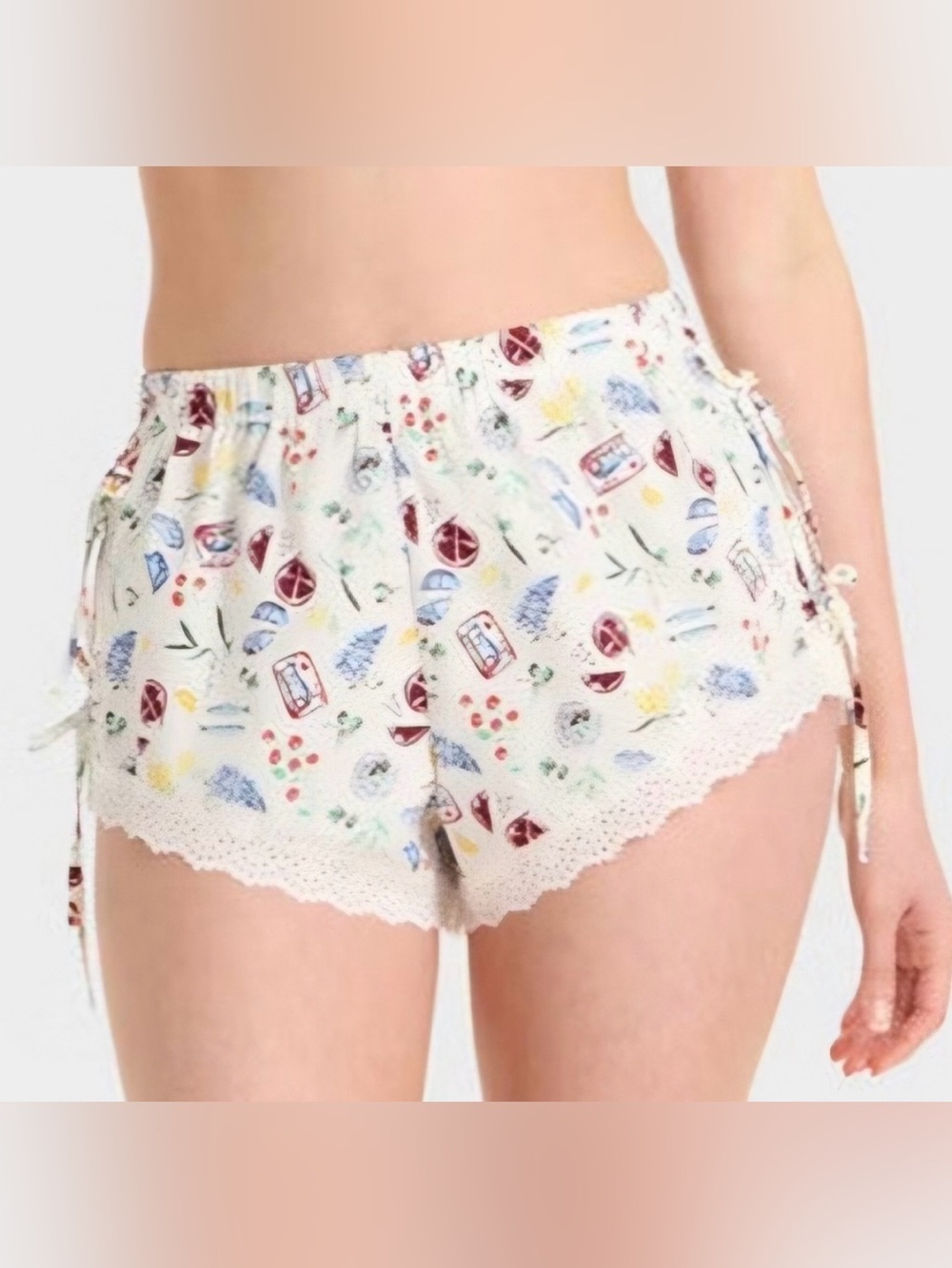 Colsie Woven Fruit Print Side Tie Pajama Shorts
